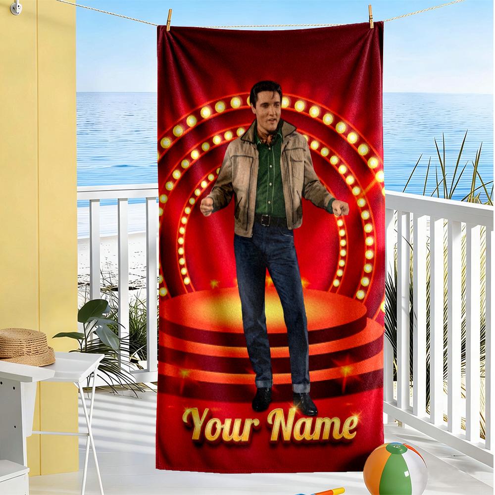 Elvis Presley Customize Text Beach Towel Quick-Dry Soft Microfiber Suitable for Sports Travel Swimming Yoga Bathroom Beach And Pool