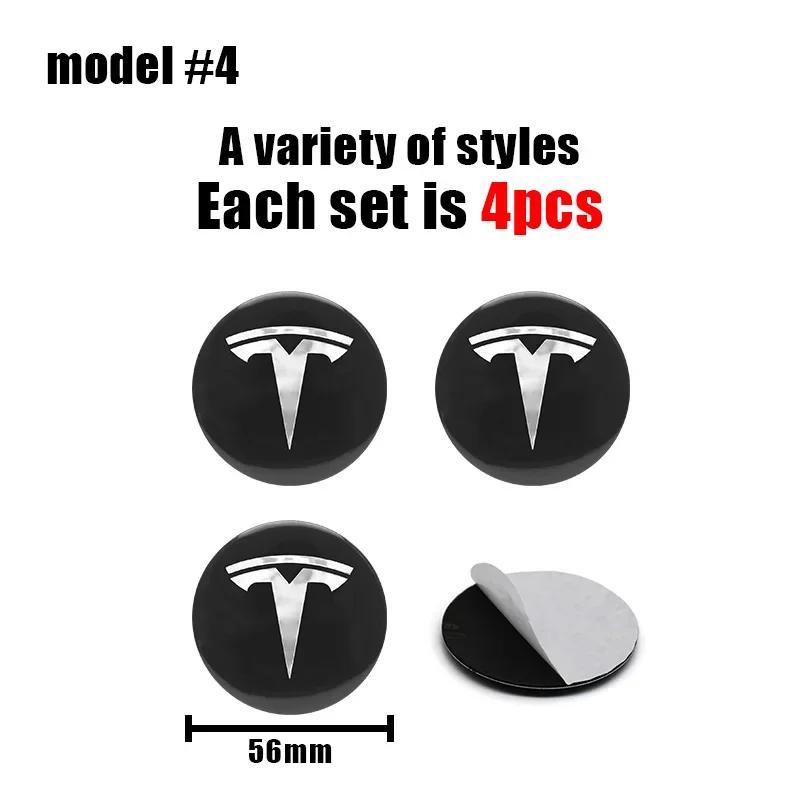 Автомобильная наклейка Tesla Car 56 мм Значок Наклейки на центральные колпачки ступиц для Tesla Model S Model 3 2024 Model Y X Колпачок центра колеса шины Значок