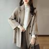 FASHION2024  winter new herringbone pattern loose thin foreign style small man versatile woolen medium long coat women's fashion