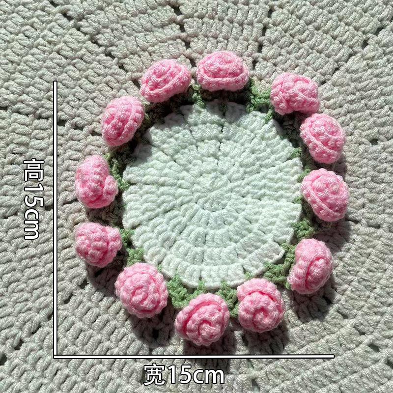 Готовый продукт новый милый стиль инс маленький цветочный подстаканник подставка под тарелку теплоизоляционная подставка ручная работа шерсть вязание крючком