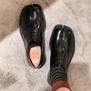 Split-Toed Shoes Women'S Horseshoe Pig'S Trotters Small Leather Shoes Lace-Up Casual British Style Loafers