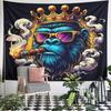 "Blue Gorilla King Smoking Cigar" Pattern Wall Hanging Tapestry Decorative Tapestry Home Decor for Bedroom and Living Room