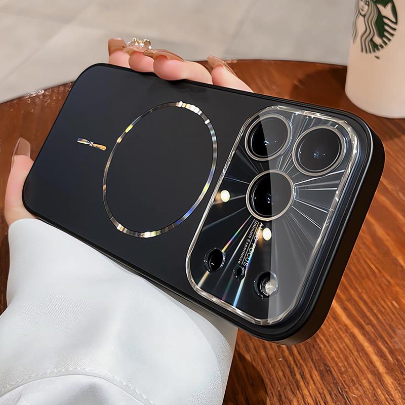 Apple 17 Pro Max Электрооцинкованный Магнитный Чехол с AG Матовым Защитным Стеклом на Весь Объектив для iPhone 16