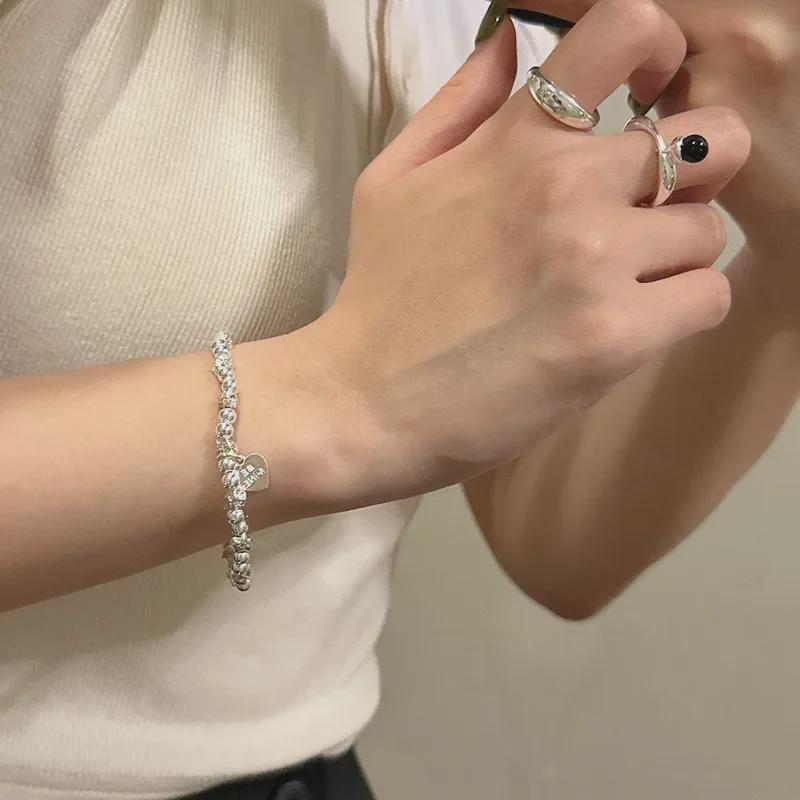 Эластичный браслет из стерлингового серебра 925 пробы с геометрическим узором и текстурой