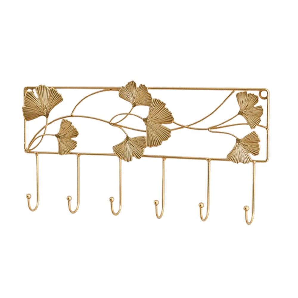 Creative Organizer Ginkgo Leaf Metal Coat Hooks Iron Art Heavy Duty Coat Hanger Nordic Style Golden Wall Hooks Wall Mounted