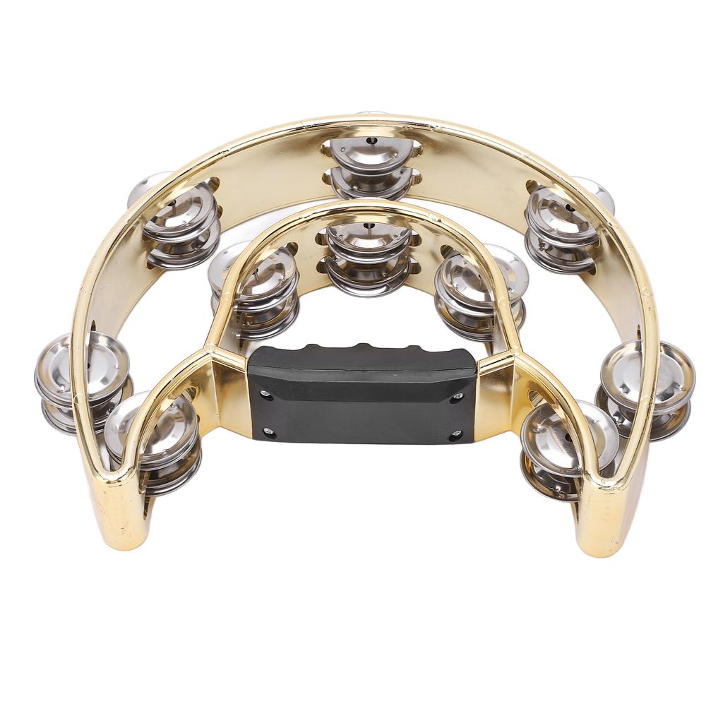 Двухрядный ручной тамбурин металлический тамбурин с позолоченными колокольчиками ударный музыкальный инструмент желтый