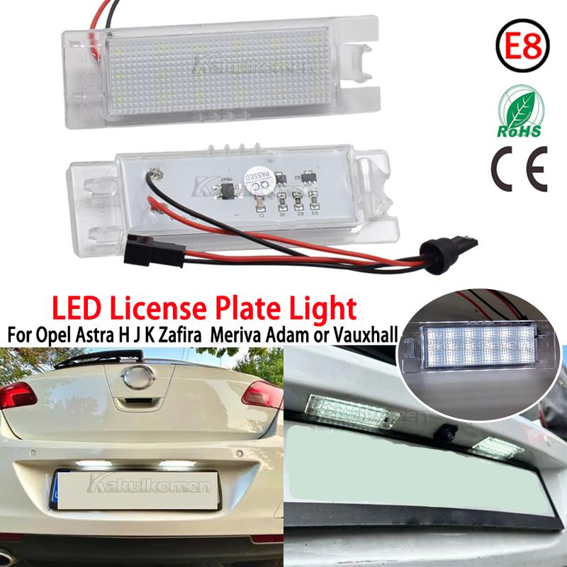 LED License Number Lamps Plate Lights For Opel Astra K J H Corsa D E C Meriva A B Vectra C Zafira B Insignia Adam Vauxhal
