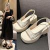 Модные босоножки на танкетке, женские туфли на высоком каблуке, принт, случайные туфли на платформе, летние туфли 2024 года, прогулочные туфли-лодочки, брендовые женские шлепанцы Zapatos