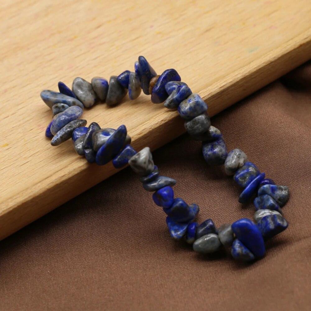 1pc 18cm Natural Stone Elastic Cord Bracelet Crystal Agate Amethyst Tiger Eye Quartz Crushed Stone Men Women Jewelry Accessories