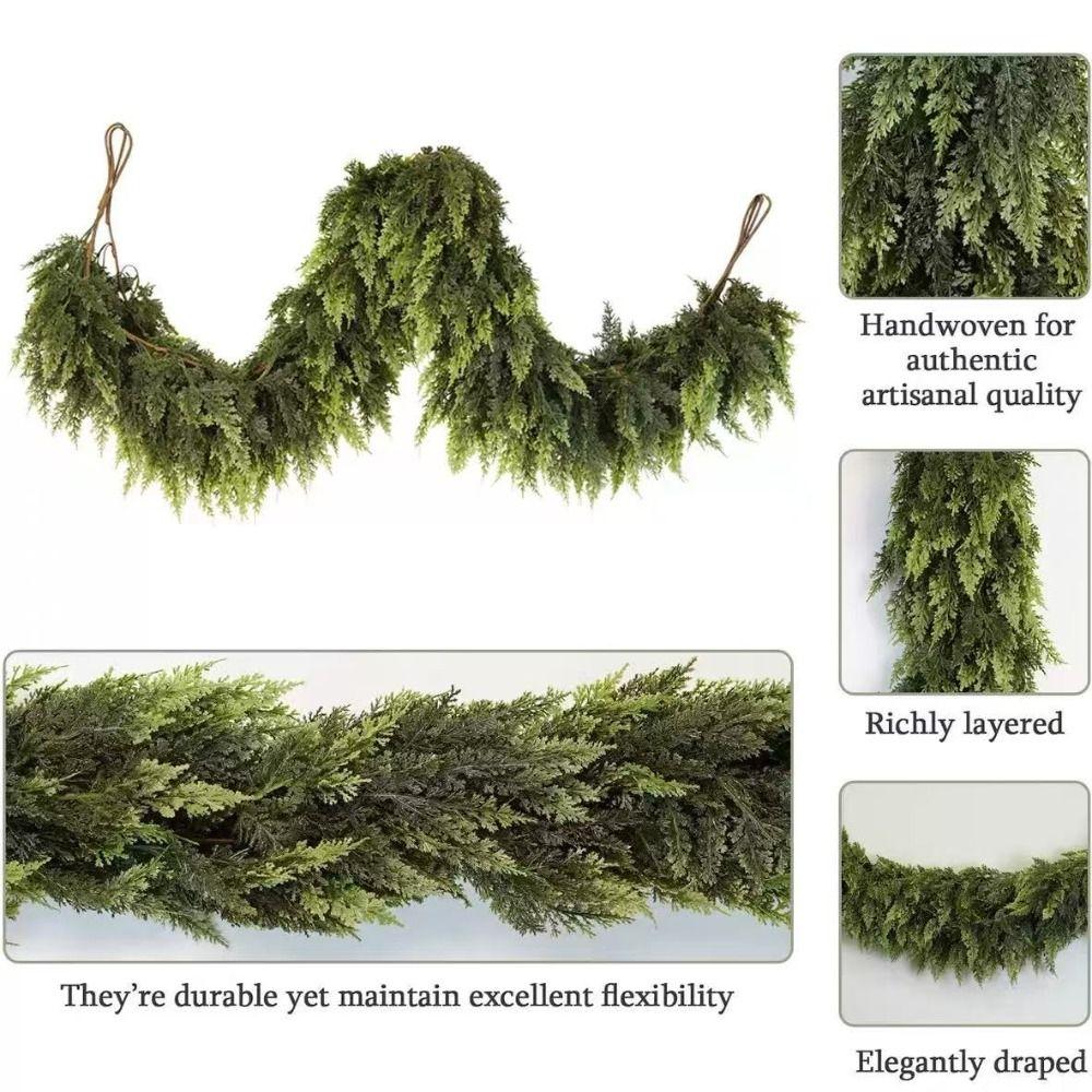 1.8/2.7m Artificial Norfolk Pine Garlands Wall Hanging Green Cedar Greenery Rattan Soft PE simulation plant Fireplace Decoration