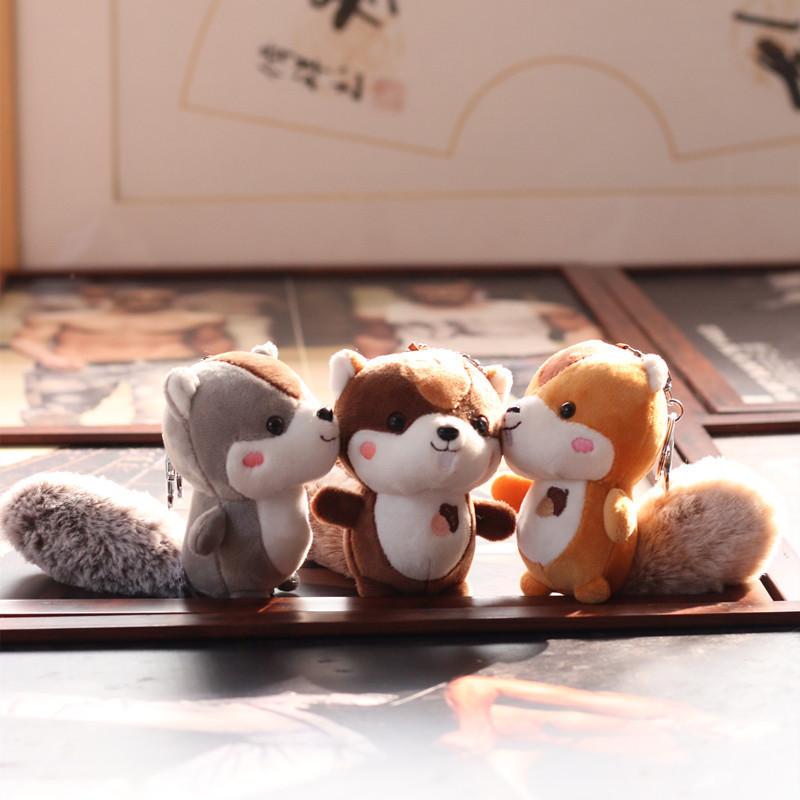 Cute Adorable Little Squirrel Plush Toy Soft Mini Animal Keychain Bag Charm 12cm