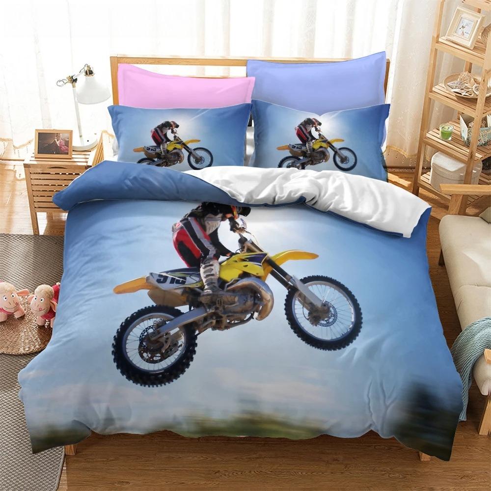 Мода Мотоцикл 3D Пододеяльник Постельное Белье Одеяло Лен Наволочки Покрывало Домашний Декор Односпальный Двуспальный Полуторный Кинг Квин