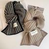 Korean-Style Houndstooth Knitted Scarf: Warm, Thick, All-Match Accessory for Autumn & Winter.