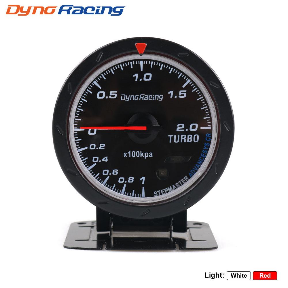 Dynoracing 60MM Car Turbo Boost Gauge Red & White Lighting BAR Type Black Face Car Gauge Car Meter with Sensor