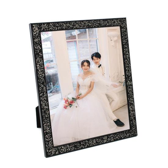 5/6/7-дюймовая фоторамка с блестящим краем со стразами, гальваническим покрытием из нержавеющей стали, противоскользящая, роскошная, продолговатая, с блестками, настенное крепление, настольный дисплей