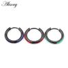 Alisouy 2PCS Punk Rock Hiphop Stainless Steel Enamel Circle Round Ear Helix Clip Huggie Buckle Women Men Unisex Hoop Earrings