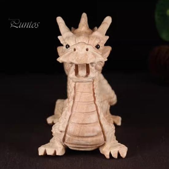 Фигурка китайского дракона из персикового дерева принесет удачу, богатство, резная статуя из натурального дерева, зодиакальный дракон, талисман, скульптура, новогодний орнамент фэн-шуй