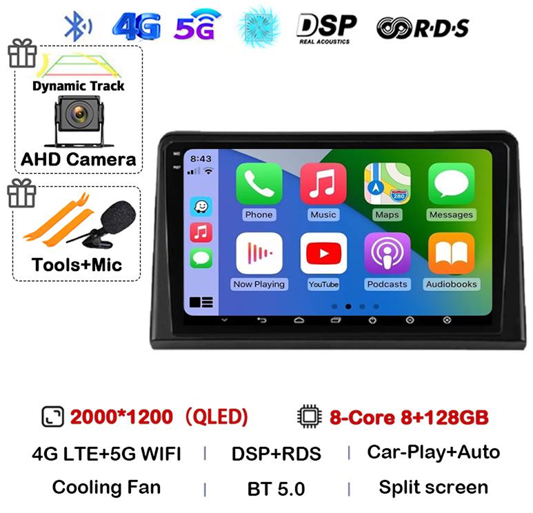 Android 14 Carplay Auto Автомагнитола для Renault Express 2021 Мультимедийный видеоплеер GPS-навигация Авторадио 360 Камера Стерео