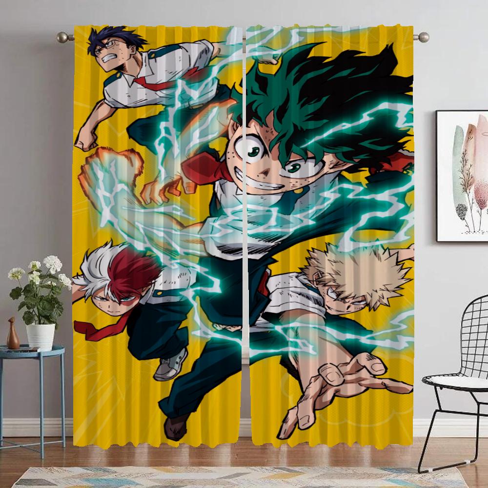 My Hero Academia Partition Elegant Room Curtains 2 Pieces Blackout Warning Home Interior Warnings for Camera Shades Living Child