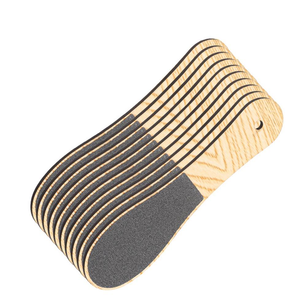 10Pcs Double Sided Wood Foot File with Hanging Hole Waterproof Dead Skin Pedicure Tool Easy To Clean Wet and Dry Use