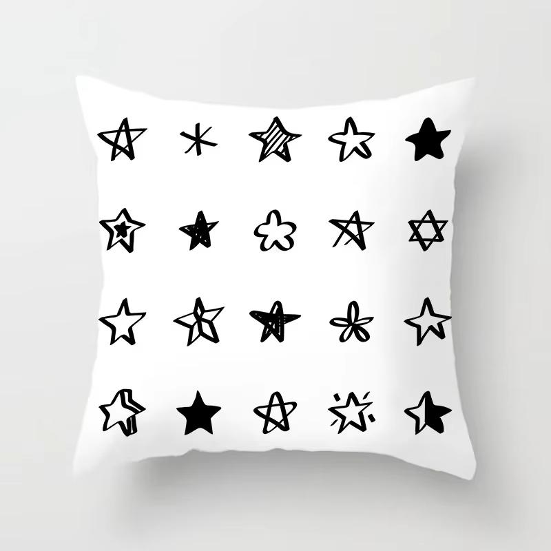 Double Sided Black White Geometric Pillowcase Polyester Striped Cushion Cover for Sofa Living Room and Modern Home Decor