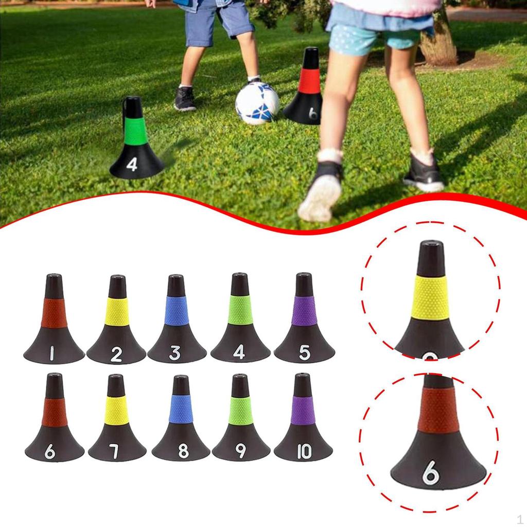 10Pcs Soccer Training Cones Football Markers Multipurpose Agility Practicing Wear Resistant Sports