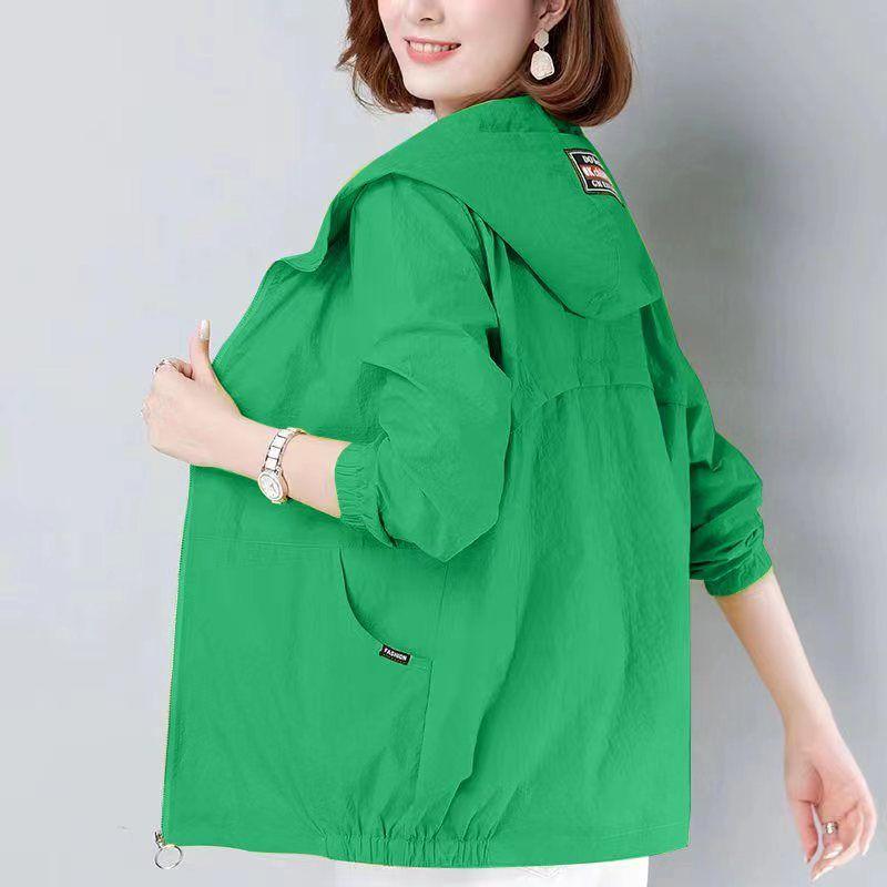 Summer Women Jacket Thin Coat Casual Long Sleeve Hooded Jacket Female Windbreaker Sunscreen Jacket Outwear