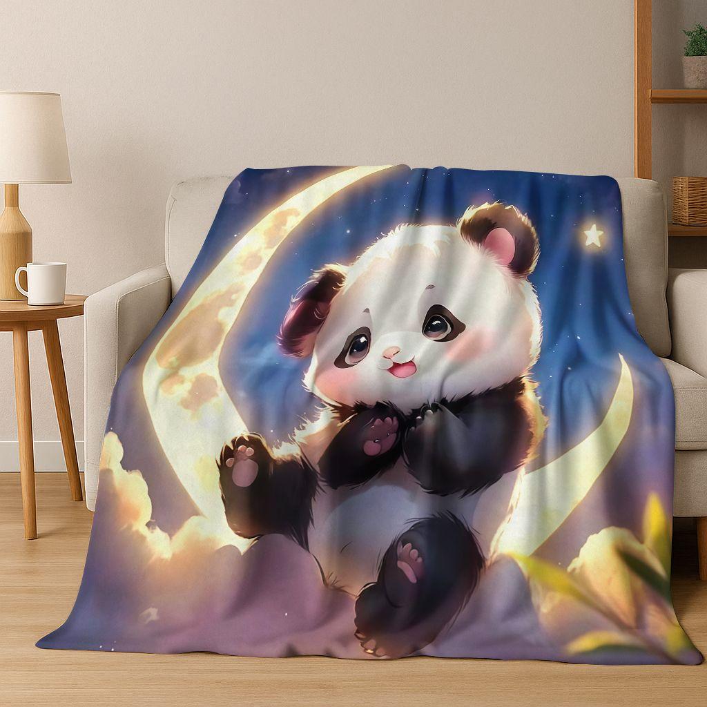 2026 New Dream Panda Cute Cartoon Art Flannel Blanket,Cozy Soft Throw Blanket for Home Bedroom Bed Sofa Picnic Cover Gift Kids