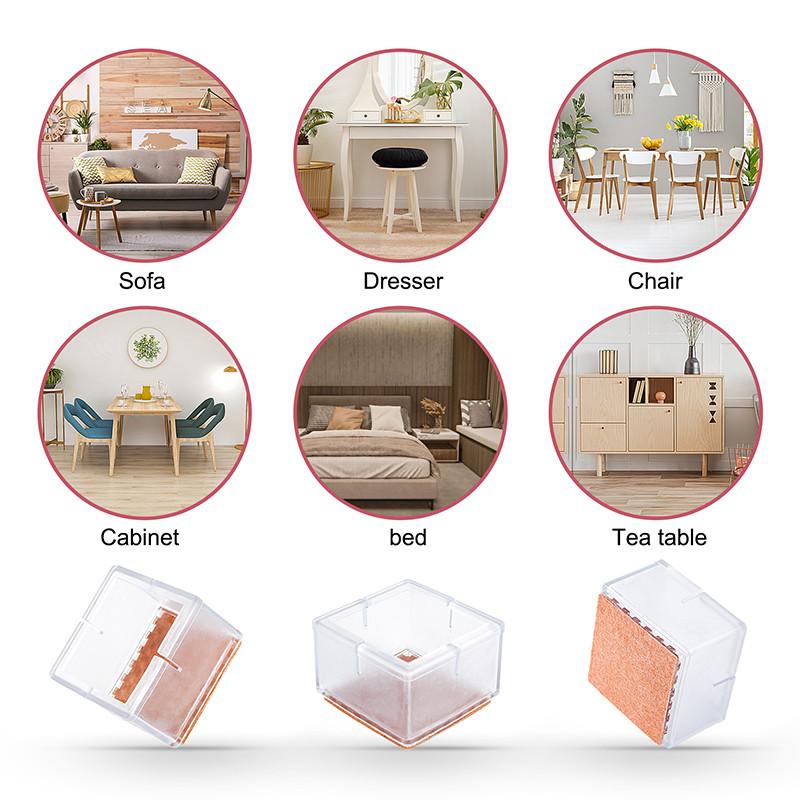 16 шт. силиконовых накладок на ножки столов и стульев, квадратные накладки, носки, противоскользящие накладки для защиты пола мебели