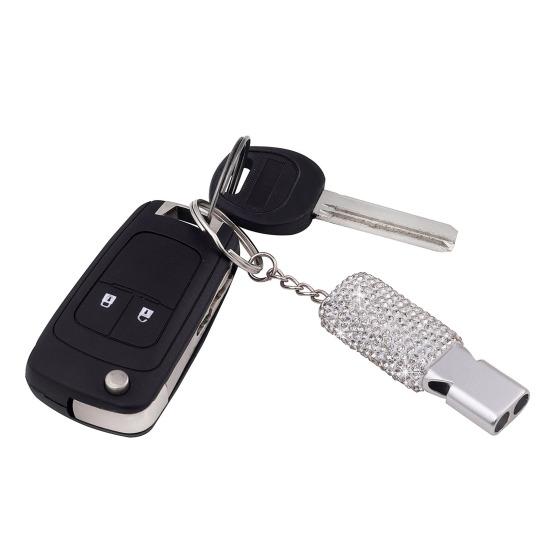 Свисток из металла и страз, с брелком для ключей, блестящий свисток с громким четким звуком для судей, тренеров, спасателей, чрезвычайных ситуаций