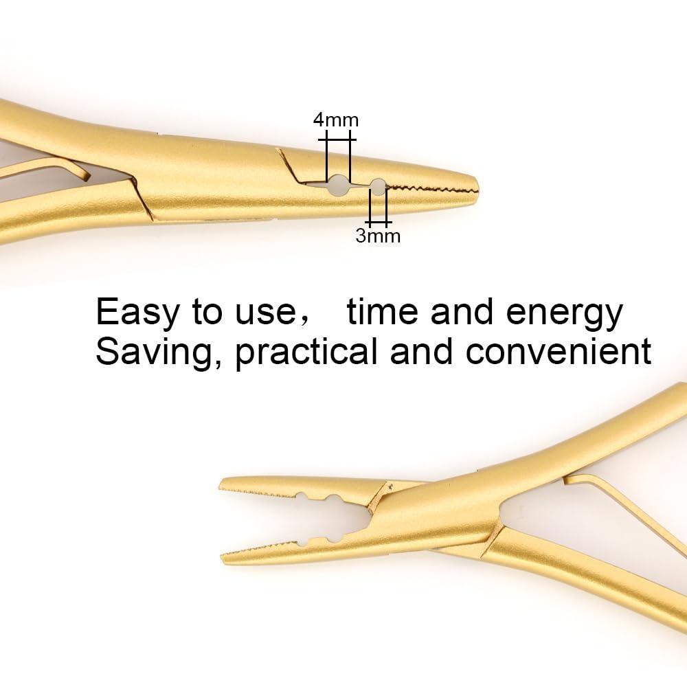 Инструмент для наращивания волос Щипцы для волос из нержавеющей стали с 2 отверстиями Инструмент для удаления бусин Инструмент для открывания уточных наращиваний волос Укладка волос Аксессуары для салонов красоты