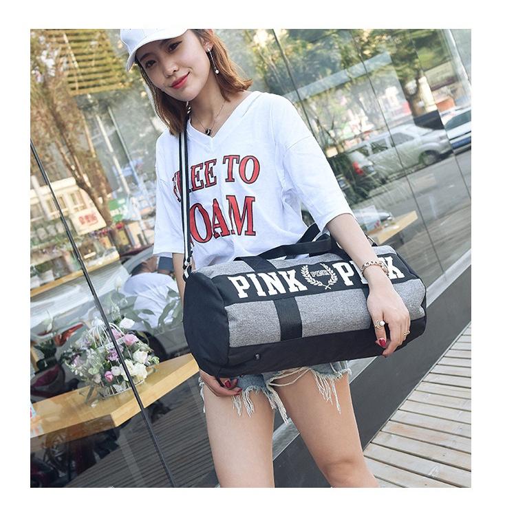 Розовая холщовая сумка-даффл Victoria's Pink для йоги с вневременным дизайном для школы и спортзала