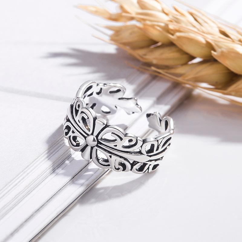 Серебряное кольцо S925, модное ретро тайское серебряное открытое кольцо, женское посеребренное кольцо, новое кольцо