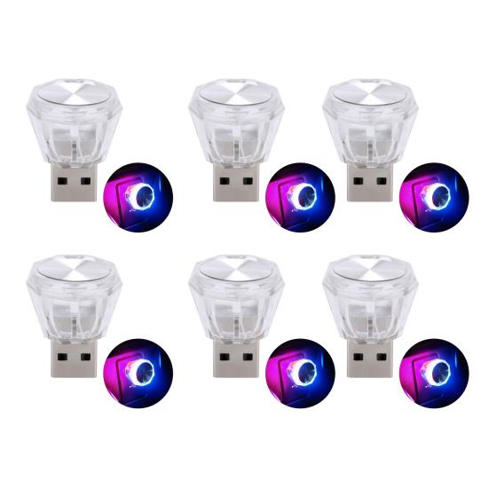 6 шт. USB автомобильное окружающее освещение портативное красочное освещение высокой яркости мини авто светодиодная атмосферная лампа бытовые автомобильные аксессуары