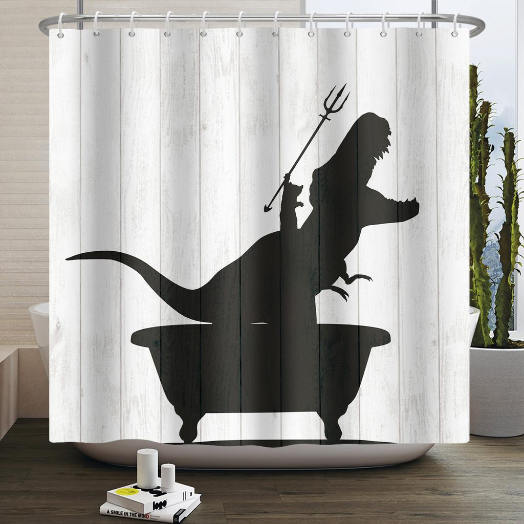 Забавная шторка для душа с динозаврами для ванной комнаты, милая шторка для ванной с животными, крутая шторка для ванной с динозаврами для детей, водонепроницаемая шторка для ванной, декор