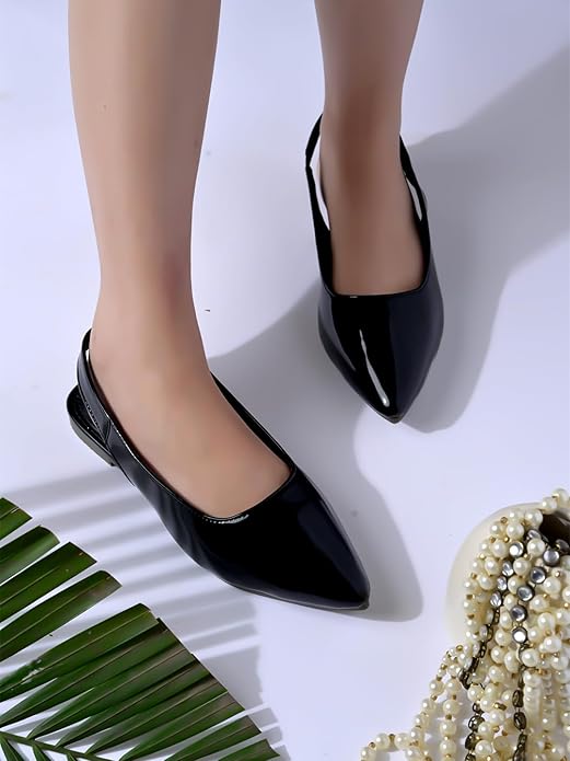 Shoetopia Однотонные босоножки-слингбэк с острым носом на плоской подошве для женщин и девочек