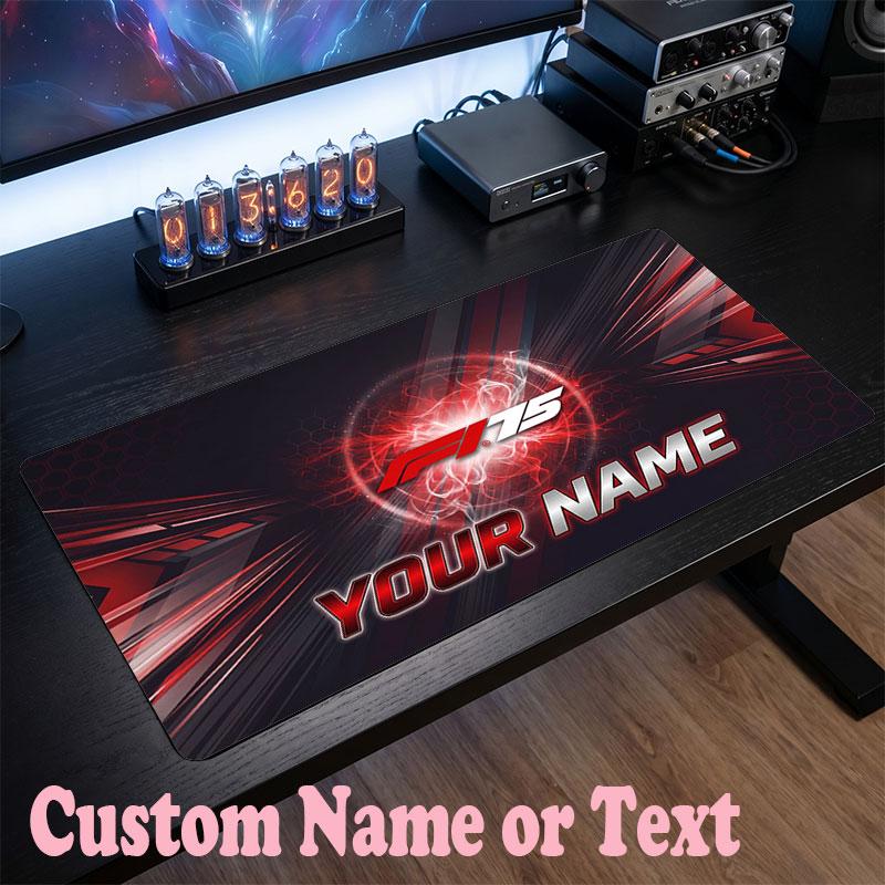 F1 Customized Name Text Mouse Pad, Large Desk Mouse Mat Personalized Home Office Present