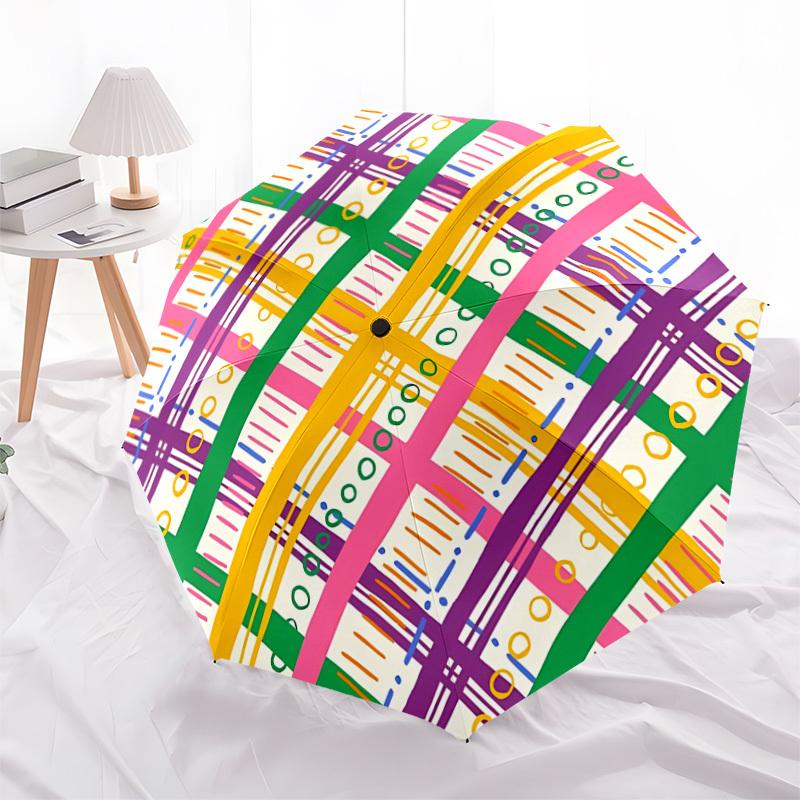 1pc Abstract Pattern Automatic Folding Umbrella Durable Iron Frame, Iron Umbrella Structure Suitable for All Seasons yy260203125