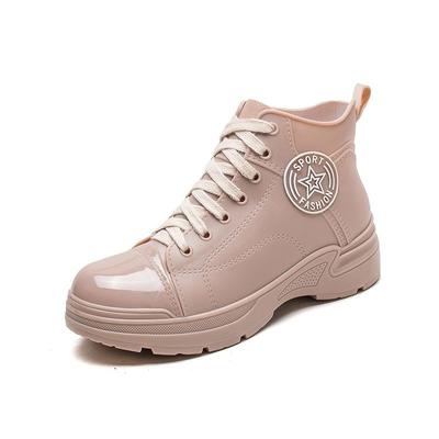 2024 Новые Однотонные Резиновые Сапоги Женские Короткие Резиновые Сапоги Женская Обувь для Дождя Весна Лето На Шнуровке Ботильоны Женские Водонепроницаемые Сапоги Галоши