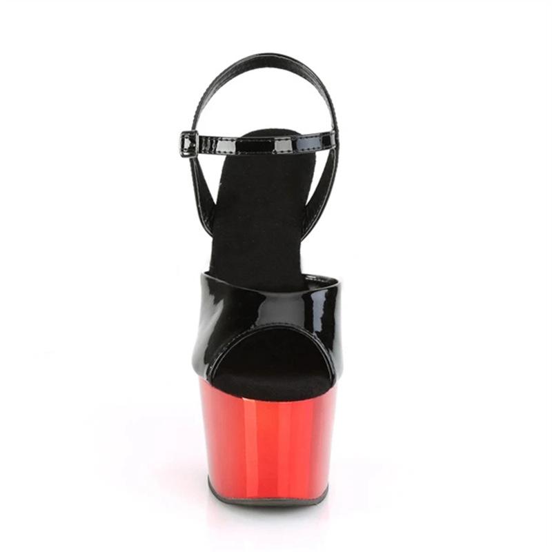 Женские летние туфли на высоком каблуке с застежкой «рыбий рот», танцевальные туфли, черные кожаные модные сандалии с пряжкой, каблук 17 см, платформа 7 см, YKC