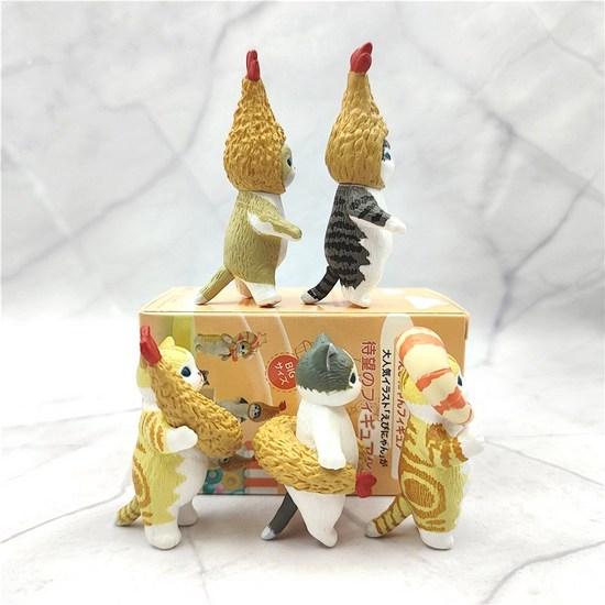 Фигурка кошки Креветка Кот 5-элементный набор Миниатюрная фигурка Интерьерный подарок, популярные игрушки в Корее