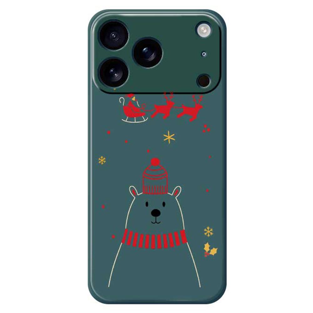 For iPhone 17 Pro Case Bear Pattern Printing Straight Edge TPU Phone Back Cover