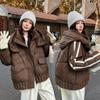 Small Short Cotton-padded Clothes Autumn and Winter Thickened Cotton-padded Jacket Girls Loose Bread Hooded Cotton-padded Clothes New
