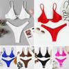 European and American Sexy Bikini Split Gathering Steel Tray Solid Color Swimsuit