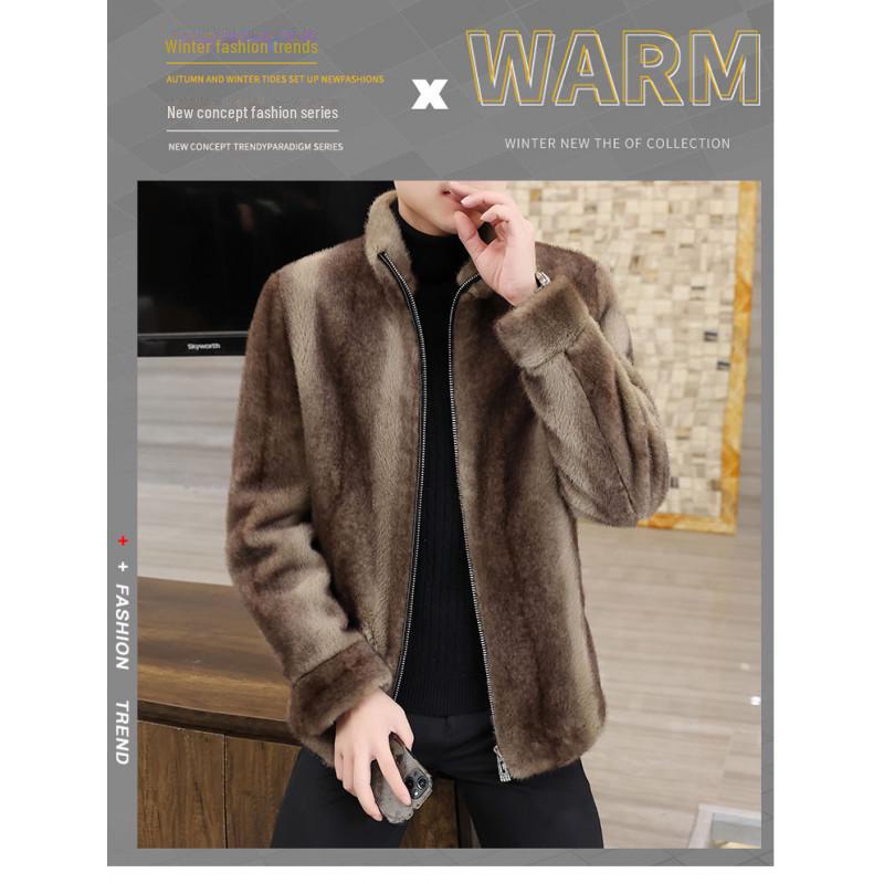 2023 Men's Short Winter Fur Coat - Thick Imitation Tiger and Mink Fur Jacket
