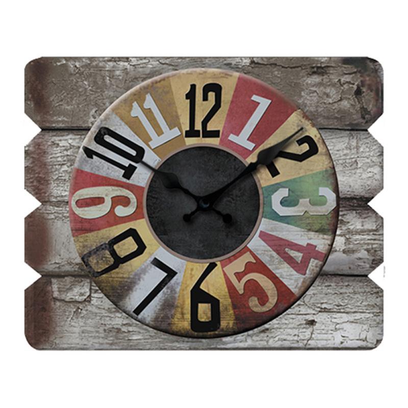 Rectangular Wooden Wall Clock Silent Non-ticking For Home Kitchen Living Room Bedroom Office Decor