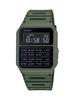 Кварцевые часы Casio Data Bank с полимерным ремешком, зеленые, 24,1" (Модель CA-53WF-3BCF)