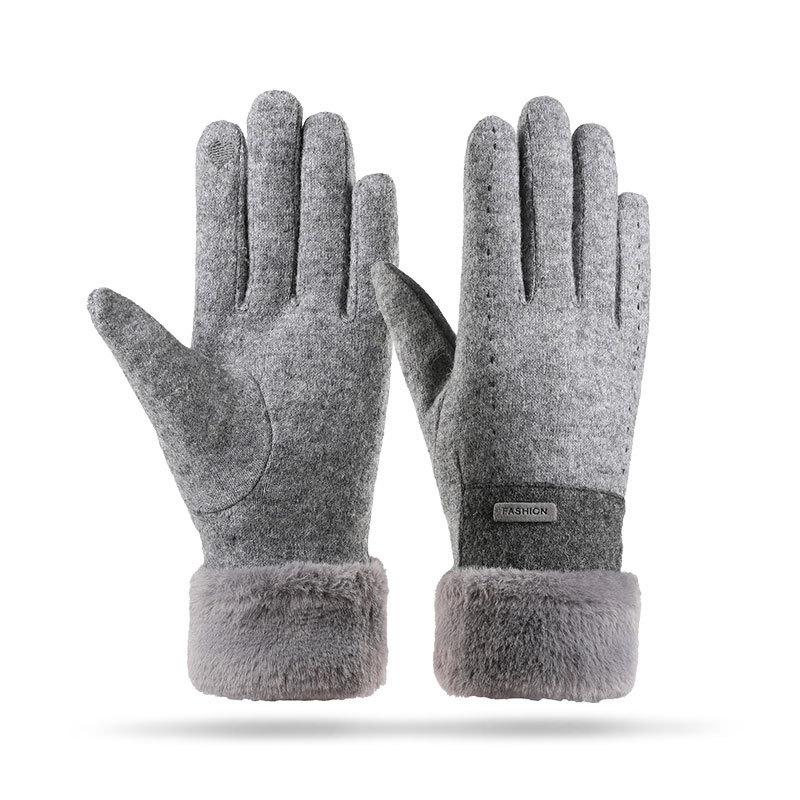 New Winter Warm Gloves Can Be Knitted Wool Thickened Gloves Piled Outdoor Cold-proof Warm Cycling Gloves
