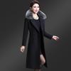 Women's Large Slim Fit Double-Breasted Wool Coat - Medium-Length, Knee-Length, Woolen Collar, High-End Design