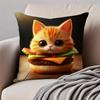 Funny italian brainrot create animals Cushion Cover Pillowcase Antidustmite Invisible Zipper Short Plush Sofa Cushion
